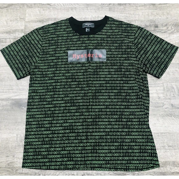 Forever 21 “Hysteria” T Shirt Mens Sz L Green & Black Boys Short Sleeve Tee E2 - Picture 2 of 5